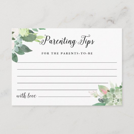 DEVON子育てのヒント赤ちゃんシャワーアドバイスカード エンクロージャーカード (正面)