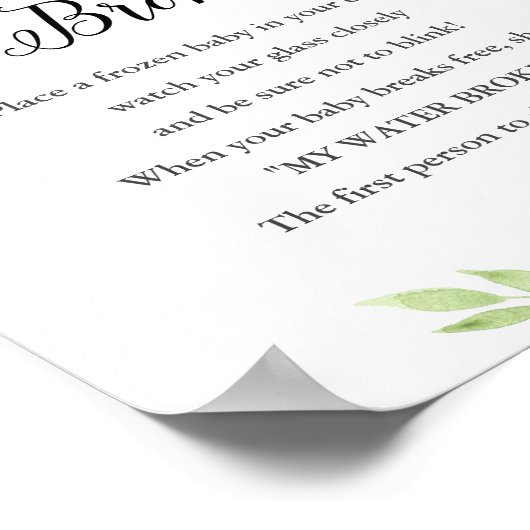 DEVON私の水は赤ちゃんシャワーのゲームサインを壊した ポスター (角)