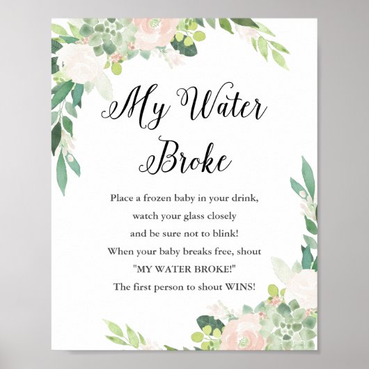 DEVON私の水は赤ちゃんシャワーのゲームサインを壊した ポスター (正面)