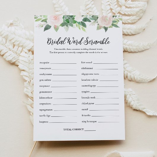 DEVON 結婚式の単語スクランブル ブライダルシャワーのゲームカード 招待状