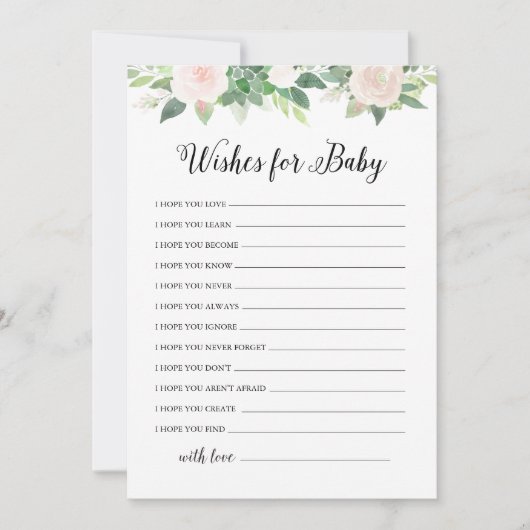 DEVON Greeneryが赤ちゃんシャワーのアドバイスカードを願う 招待状 (正面)