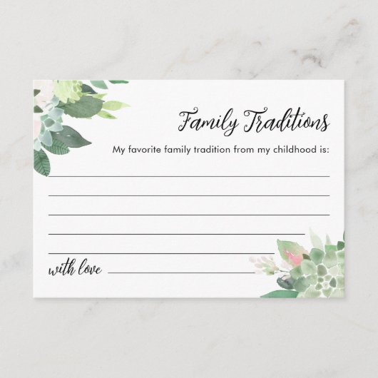 DEVON Greenery家族の伝統ベビーシャワーカード エンクロージャーカード (正面)