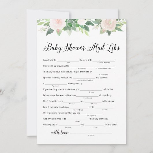 DEVON Greenery Baby Shower Libsゲームカード 招待状 (正面)