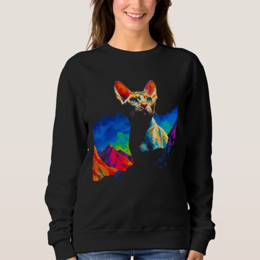Devon Rex Cat Art スウェットシャツ (正面)