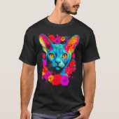 Devon Rex Cat Flower Tシャツ (正面)