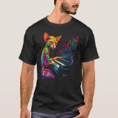 Devon Rex Cat Piano Tシャツ (正面)
