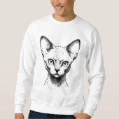 Devon Rex Cat Sketch Men's Sweatshirt スウェットシャツ (正面)