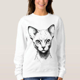 Devon Rex Cat Sketch Women's Sweater スウェットシャツ