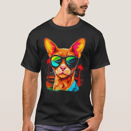 Devon Rex Cat Summer Party Tシャツ (正面)