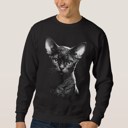 Devon Rex Dark Art Men's Black Sweater スウェットシャツ (正面)