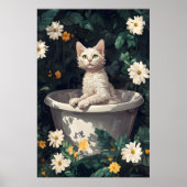 Devon Rex In Bathtub Poster, Funny Cat Poster ポスター (正面)