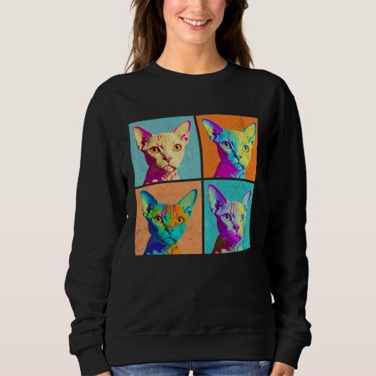 Devon Rex Pop Illustration Colorful Animal Women スウェットシャツ (正面)