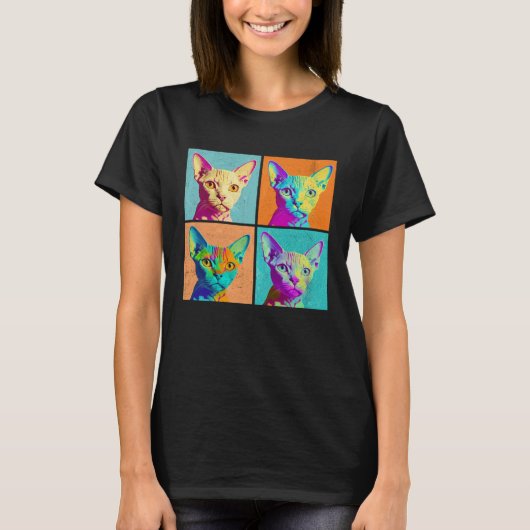 Devon Rex Pop Illustration Colorful Animal Women Tシャツ (正面)