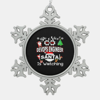 Devopsおもしろいエンジンに素敵なクリスマスシャツ スノーフレークピューターオーナメント
