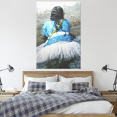 Devotee Kneeling in Sacred Waters for Iemanjá Cele キャンバスプリント (インサイチュ (寝室))