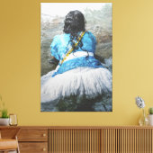 Devotee Kneeling in Sacred Waters for Iemanjá Cele キャンバスプリント (インサイチュ (リビング))