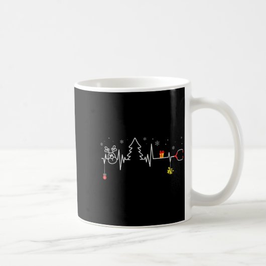 Devoxtee Christmas Tree Heartbeat Funny Christmas コーヒーマグカップ (右)