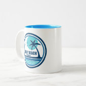 Dewey Beach Delaware Palm Tree Birds ツートーンマグカップ (正面左)