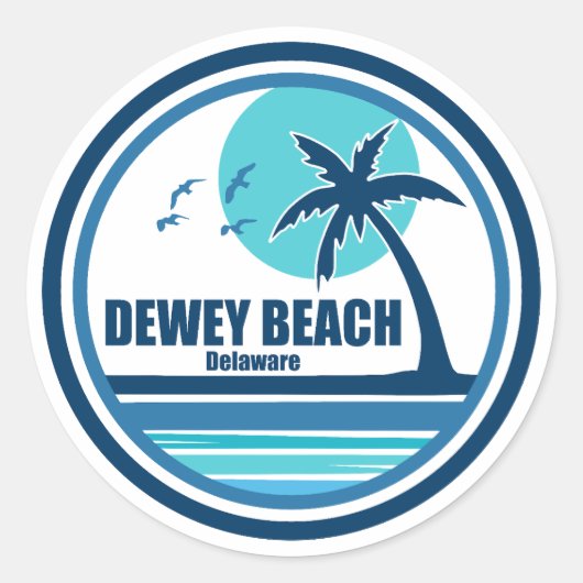 Dewey Beach Delaware Palm Tree Birds ラウンドシール (正面)