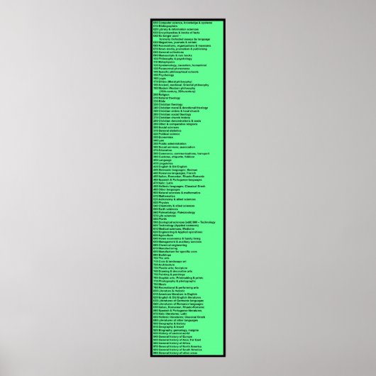 Dewey Decimal System：ホットグリーン ポスター (正面)