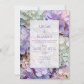 Dewy Pastel Botanical Hydrangea Frame Wedding 招待状 (正面)