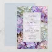 Dewy Pastel Botanical Hydrangea Frame Wedding 招待状 (正面/裏面)