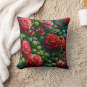 "Dewy Red Roses" クッション (ブランケット)
