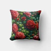 "Dewy Red Roses" クッション (正面)