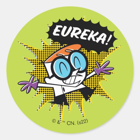 Dexter "Eureka!" Halftone Callout Graphic ラウンドシール (正面)