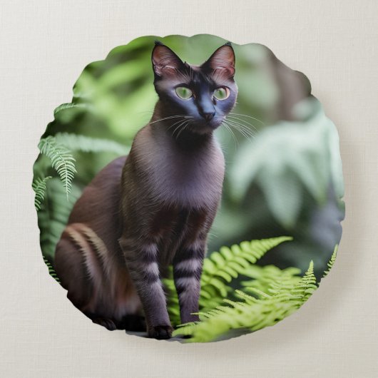 Dexter The Black Siamese Cat, Round Cousion ラウンドクッション (正面)
