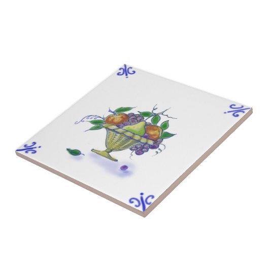 DFB06デルフトの果物かごのデザインのセラミックタイル タイル (側面)