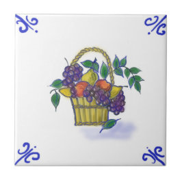 DFB11デルフトの果物かごのデザインのセラミックタイル タイル