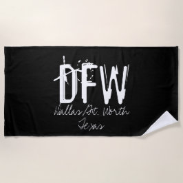 DFWダラスエアポートコードタイポグラフィ ビーチタオル
