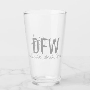 DFW DAllas空港コードタイポグラフィ タンブラーグラス