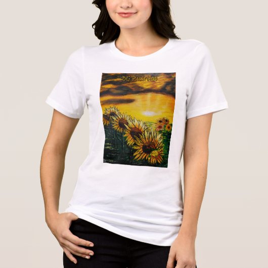 DGペインティングスのひまわり畑Tシャツ トライブレンドTシャツ (正面)