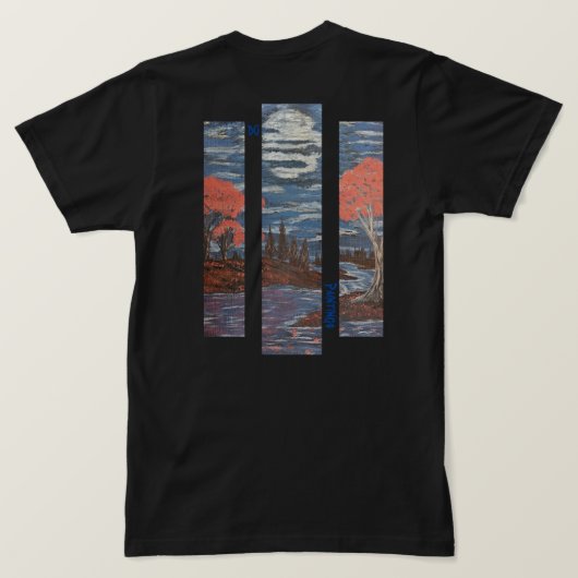 DGペインティングス 日没 / 満月の川 Tシャツ (デザイン裏面)