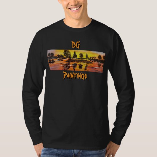 DG Paintings 夕日の反射 長袖(2) Tシャツ (正面)