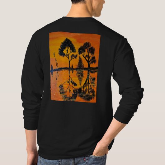 DG Paintings 夕日の反射 長袖Tシャツ Tシャツ (裏面)