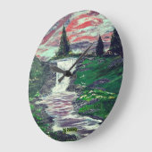 DG Paintings Pine Valley Waterfall  ラージ壁時計 (傾斜)