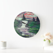 DG Paintings Pine Valley Waterfall  ラージ壁時計 (ホーム)