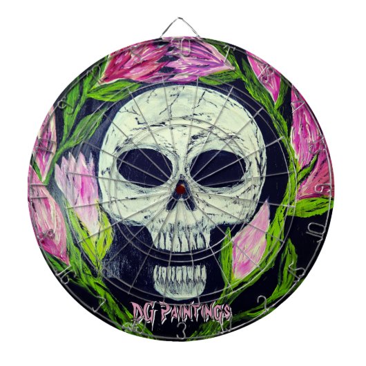 DG Paintings Skull Flower  ダーツボード (正面)