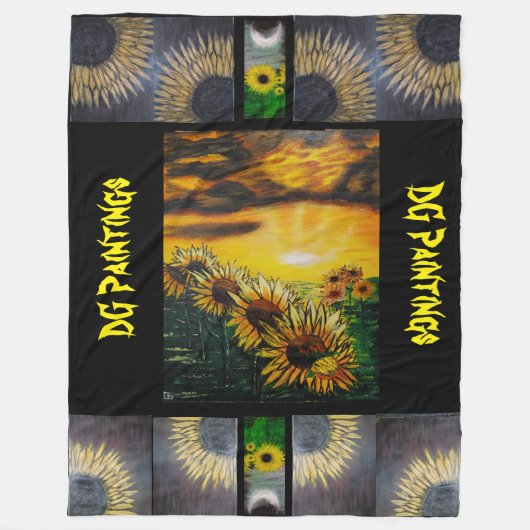 DG Paintings Sunflower Fields Blanket フリースブランケット (正面)