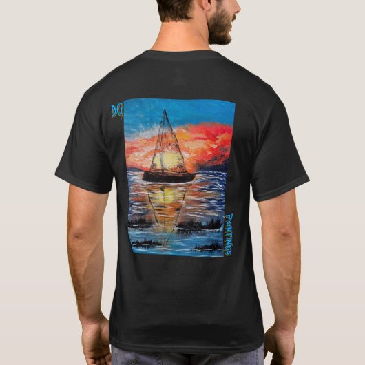 DG Paintings Sunset Sail Central Square NY shirt Tシャツ (裏面)