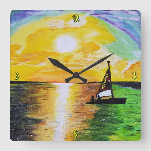 DG Paintings Sunset Sailing スクエア壁時計 (正面)