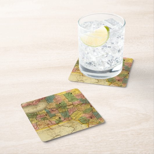 DHのぎざぎざによるニューヨーク州 スクエアペーパーコースター (インサイチュ)