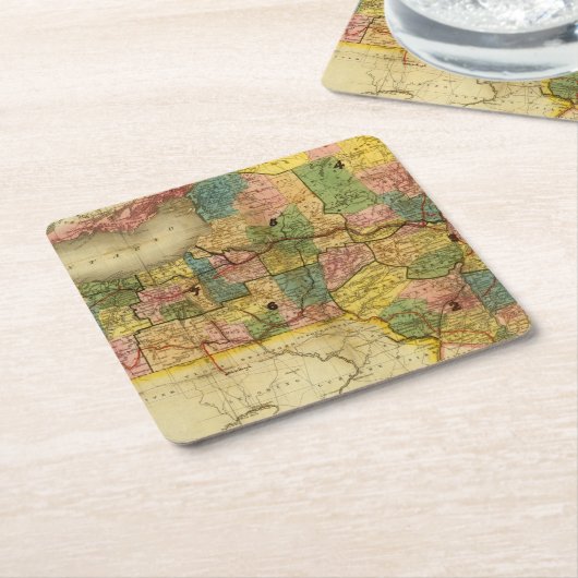 DHのぎざぎざによるニューヨーク州 スクエアペーパーコースター (アングル)