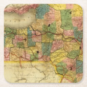 DHのぎざぎざによるニューヨーク州 スクエアペーパーコースター (正面)