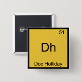 Dh - Doc Holliday化学要おもしろい素シンボル 缶バッジ (正面&裏面)