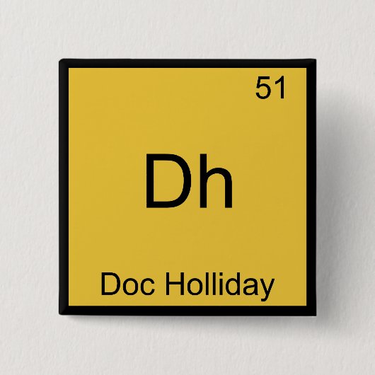 Dh - Doc Holliday化学要おもしろい素シンボル 缶バッジ (正面)
