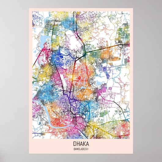 Dhaka Bangladesh City Map ポスター (正面)
